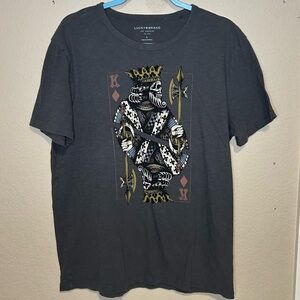 King of Aces Skull Card Tee Shirt - Lucky Brand size large women’s dark gray